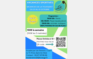 Du tennis et du sport pour vos enfants pendant les vacances de la Toussaint